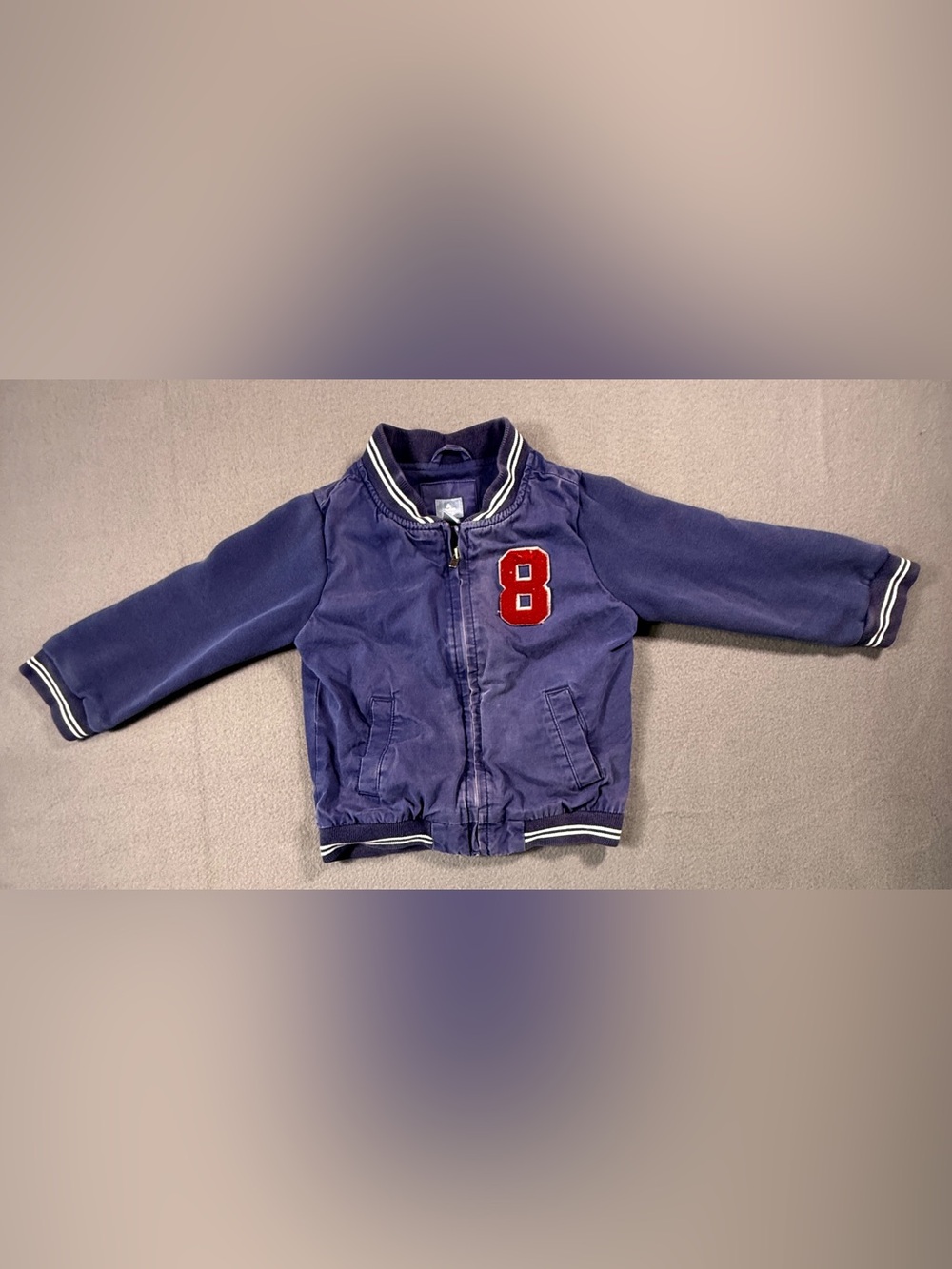 GAP Navy Kids Bomber Jacket with Red '8' Patch